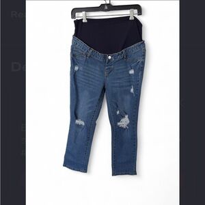 SHEIN Maternity Adjustable Waist Ripped Frayed
Roll Hem Skinny Jeans